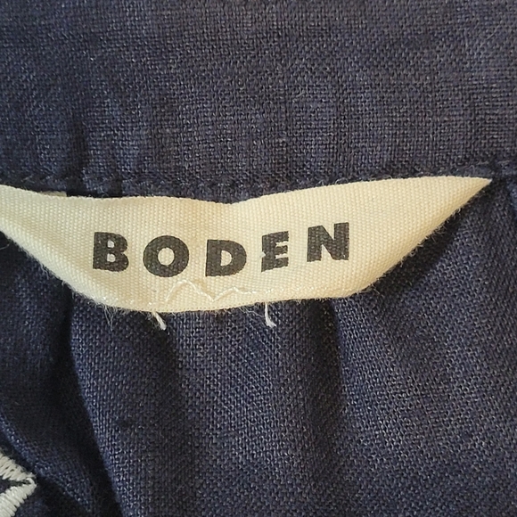 Boden UNA Blue Embroidered Elastic Waist Linen Maxi Bohemian Dress Size Large - Picture 10 of 15